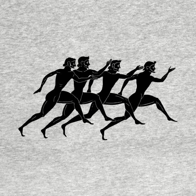 Ancient Greek Runners Olympic Athletes Running Black by oknoki